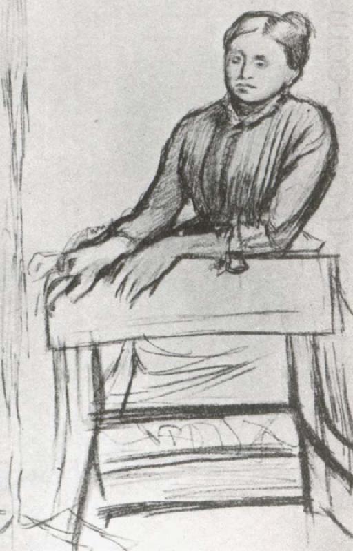 Helene Rouart leaning on a chair, Edgar Degas